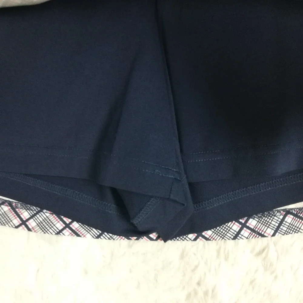 Lady Hagen Womens Skort Skirt Mini  Navy Blue White Plaid Casual Preppy Sporty 8